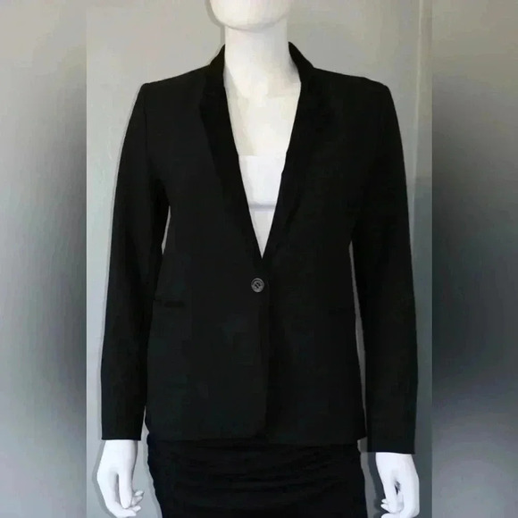 Maje Women's Enes Blazer with Goatskin Suede Black Size 38 EUC Retail $595 - Picture 2 of 7